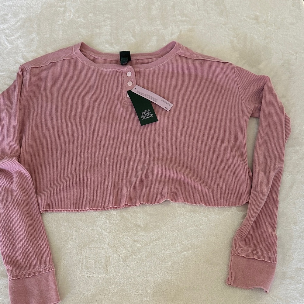 Wild Fable Pink Long Sleeve Crop Top NWT